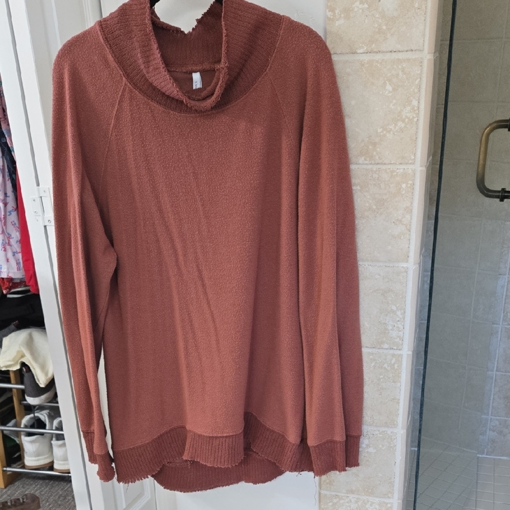 Z Supply Cowl Neck Sweater in Rich Brown